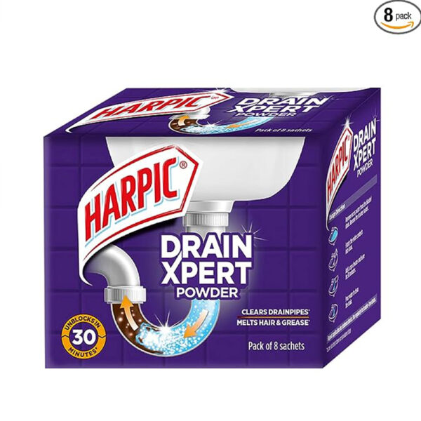 Harpic Drain Xpert Drain Cleaner Powder (50g x 8)